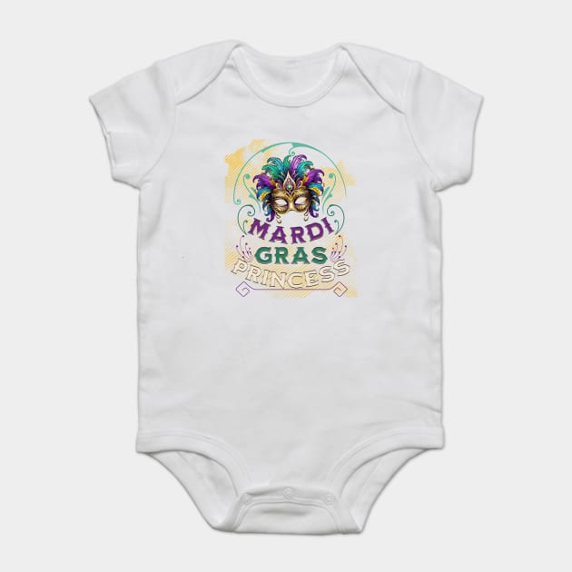 Mardi Gras Princess Baby Bodysuit by WarFX Designs